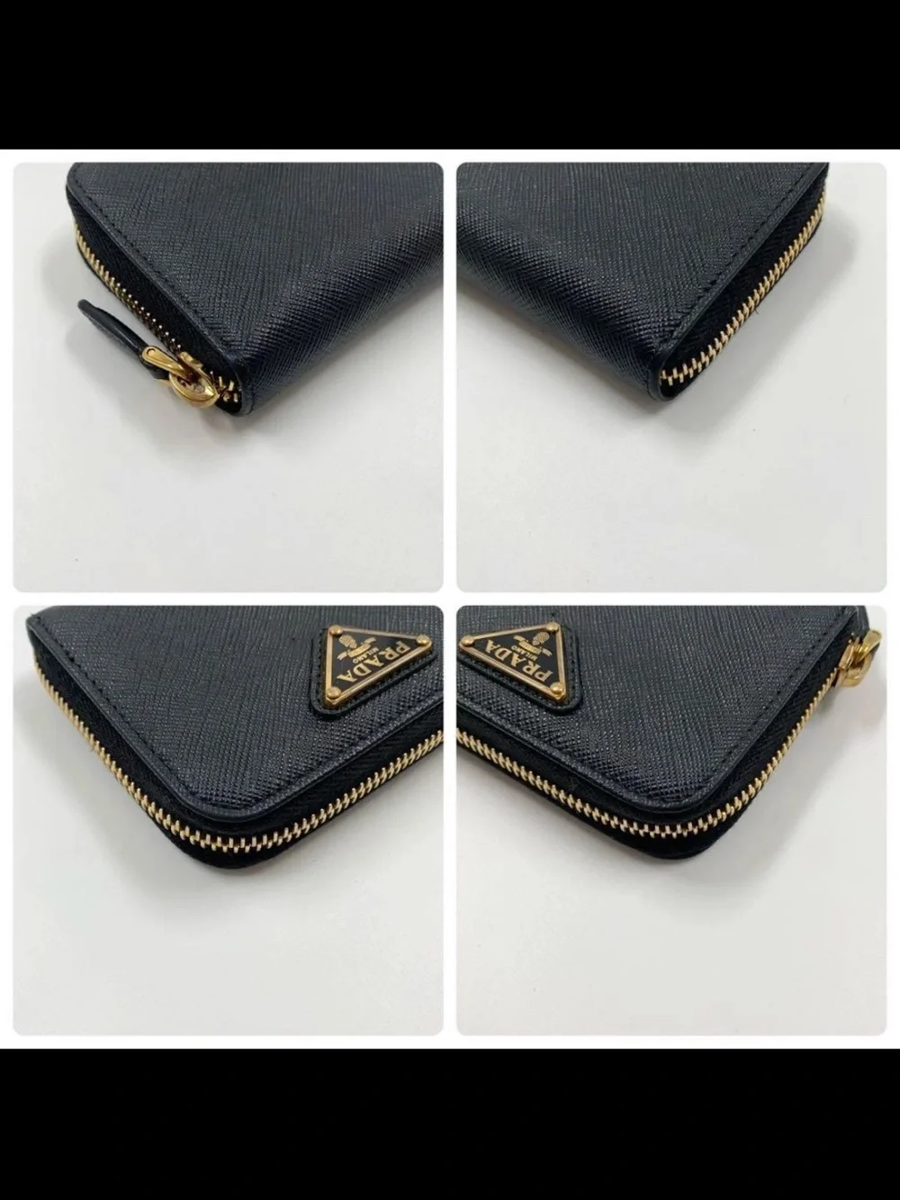 Prada Black Saffiano Leather Zip Wallet